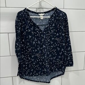 H&M Women's Navy bird Print Top